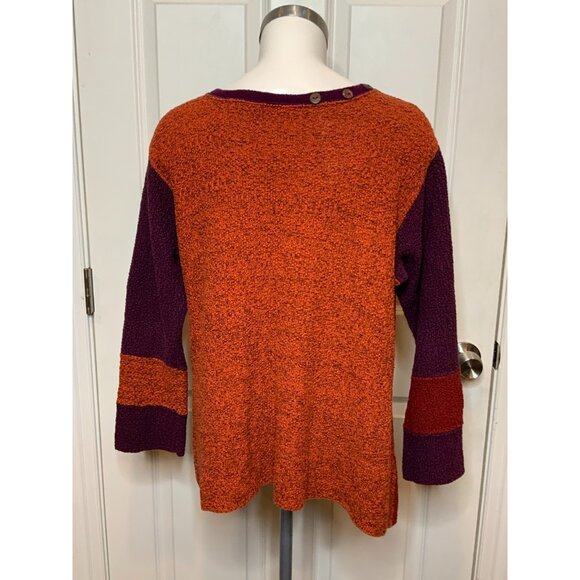Margaret Winters Red, Orange, Purple Patchwork Wide Neck Knit Sweater Size Small - Picture 4 of 9